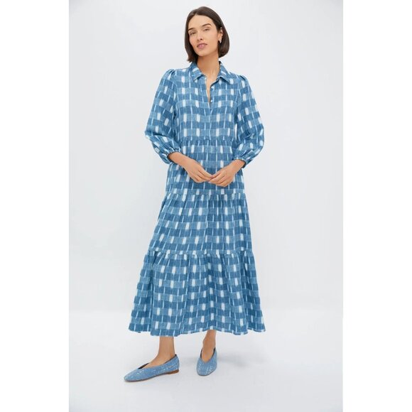 NWT Tuckernuck POMANDER PLACE Mabel in Blue Ikat Maxi Dress S - Picture 1 of 7